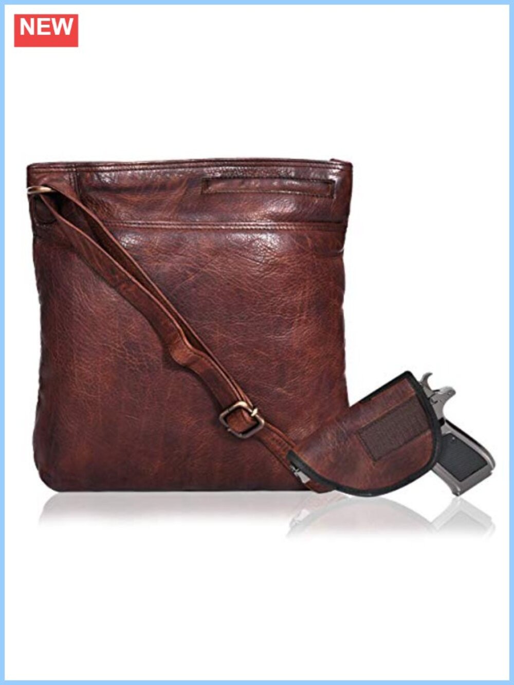 Handmade Leather Crossbody Bag with Detachable Holster